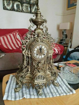 Antique French Hermle Imperial Gilt Bronze Ormolu Rare Boulle Boudoir Clock