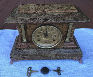 1890’s Antique Seth Thomas Adamantine Mantel Shelf Clock Great
