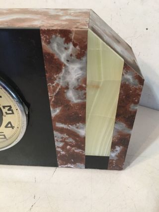 Huge Antique French ? German? Art Deco Mantle Clock Marble Slate Onyx 3