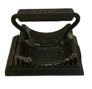 Antique 19th Century Geneva Hand Fluter Cast Iron Fluting Iron Patent Date 1866