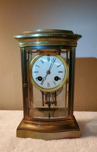 Antique 1900 French Samuel Marti Crystal Regulator Mantel Clock