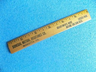Vintage Wood Ruler 6 " Donegal Insurance Company Of Marietta Pa - - One