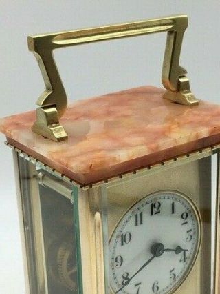 Antique Onyx & Brass Carriage Clock C1895.  Key.  Cleaned & Serviced Last Month.