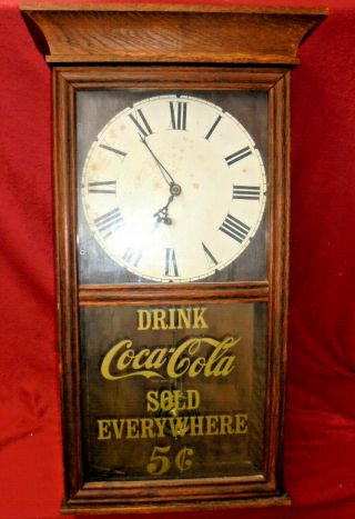 8 Day Ingraham Coca Cola Wall Clock - - Unusual Small Wall Clock Regulator