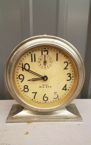 Antique Westclox Big Ben Deluxe Style 2 Alarm Clock - Circa 1927 - Running Serviced