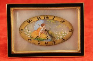 Antique Art Deco 8 Day Swiss Desk Clock - Mother Of Pearl - Lady Peacock