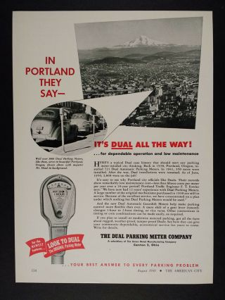 1950 Dual Automatic 1 - Hour Parking Meters Portland Or Use Vintage Print Ad