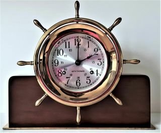 Vintage Ship’s Bells Striking Clock Seth Thomas " Helmsman " Mahogany Base