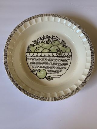 Vintage Royal China Jeannette 11 " Deep Dish Apple Pie Plate/ Baker W/ Recipe