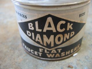 Vintage Black Diamond Flat Faucet Washers Advertising Tin