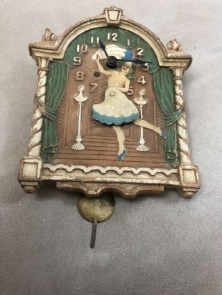 Very Rare Antique Or Vintage Carved Wooden Automaton Risque Erotic Clock