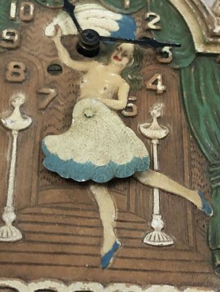 Very Rare Antique Or Vintage Carved Wooden Automaton Risque Erotic Clock 2