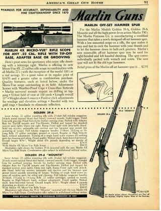 1959 Print Ad Of Marlin Golden 39 - A & Mountie Lever Action Rifle