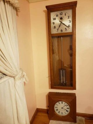 Antique Wall Clock Pendulum Self Winding Clock Company York Master