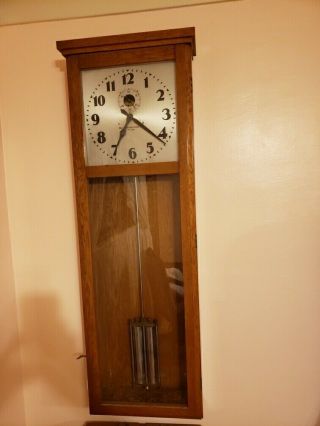 antique wall clock pendulum Self Winding Clock Company York Master 2
