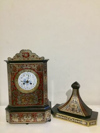 Unusual Silver And Brass Inlayed Boulle Clock On Wall Bracket C1860 2