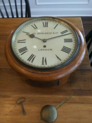 Antique Jas Schoolbred & Co.  English Galley Wall Clock Fusee Movement