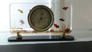 Rare German Peter Desk Alarm Clock Mantel Acrylic/lucite Fish Sea