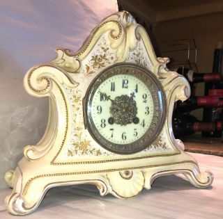 S.  Marti Antique French Porcelain Mantel Clock