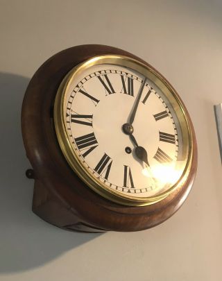 Antique 8 Inch Dial Fusee School / Station Type Clock