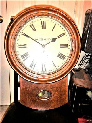 Walter Wilson Victorian Walnut Drop Dial Wall Clock 20142e