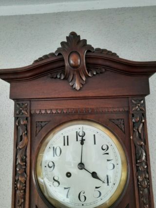 0344 - Unique antique Gustav Becker quarter strike porcelain dial wall clock 2