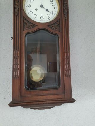 0344 - Unique antique Gustav Becker quarter strike porcelain dial wall clock 3