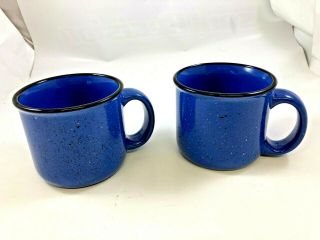 Marlboro Unlimited Blue Speckled Stoneware Coffee Mug Soup Cup Set Of 2