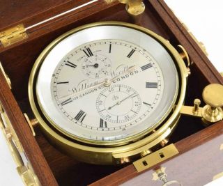Antique 1894 Wm WORDLEY English Marine Ship Chronometer Running Strong 2