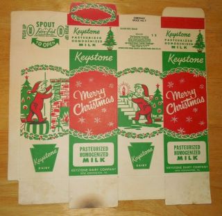 Keystone Dairy Vintage Quart Milk Carton Christmas Kensington Pa