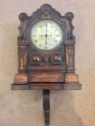 Double Fusee Oak Cased Bracket Clock On Wall Bracket By John Carter C1850