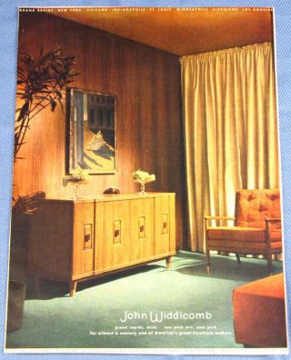 Vintage 1955 John Widdicomb Cabinet Furniture Print Ad