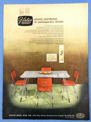 Vintage 1953 Virtue Brothers Contemporary Dining Furniture Print Ad