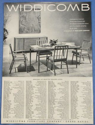 Vintage 1952 John Widdicomb Dining Furniture Print Ad