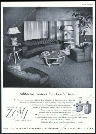 1946 Brown Saltman Modern Chair Sofa Table Photo Zcmi Vintage Print Ad