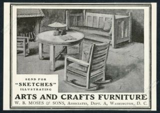 1903 W.  B.  Moses Arts And Crafts Furniture Chair Table Settle Vintage Print Ad