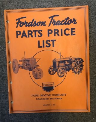Fordson Tractor 1939 Parts Price List Booklet Book