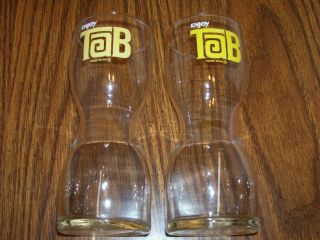 Set Of 2 Vintage Tab Diet Soda Hourglass Glasses Coca - Cola