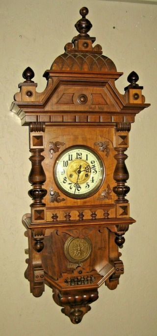 Fine Antique Gustav Becker Silesia Regulator Wall Clock Swinger 46 "