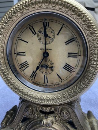 1910’s Antique Seth Thomas Metal Mantel Alarm Clock Correctly 3