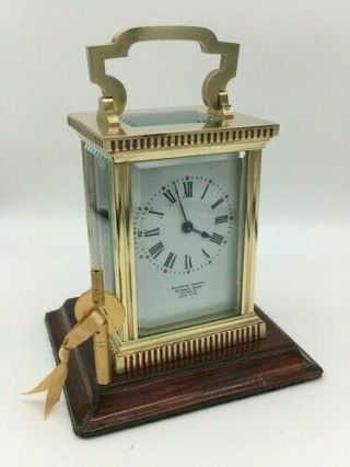 Good Quality Antique French Carriage Clock (c 1900),  With Pretty Case.  Key.