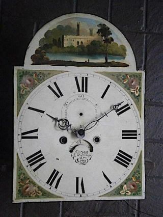 C1830 8 Day Longcase Grandfather Clock Dial,  Movement 13x18,  1/4 Inch
