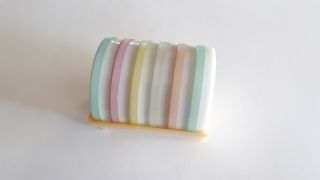 Vintage Tupperware: Set Of 6 Pastel Wagon Wheel Coasters With Caddy,  Pre - Owned,