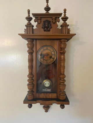 Antique German Wall Clock Chime 19th Century