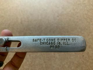 VINTAGE SAFE - T CONE DIPPER CO.  50 METAL ICE CREAM SCOOP SCOOPER 3