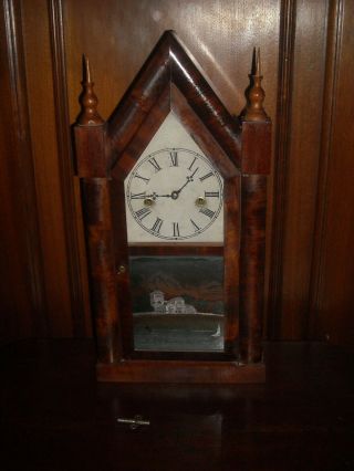 Antique Waterbury 8 Day Wind Up Steeple Clock / Strike