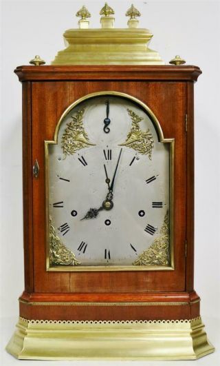 Antique English W.  Withers London C1760 Triple Fusee 8 Bell Musical Bracket Clock