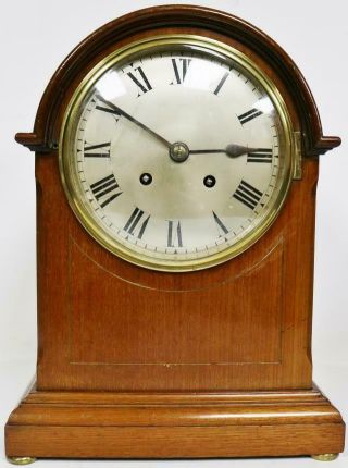 Antique English 19thc Arched Top Mahogany Twin Fusee Gong Striking Bracket Clock
