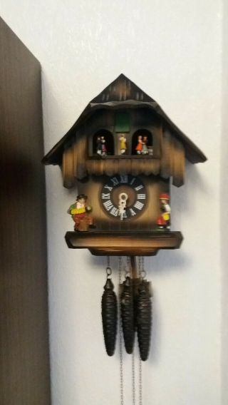 Vintage Black Forest Style One Day Musical Cuckoo Clock 3 Weight Mechanical