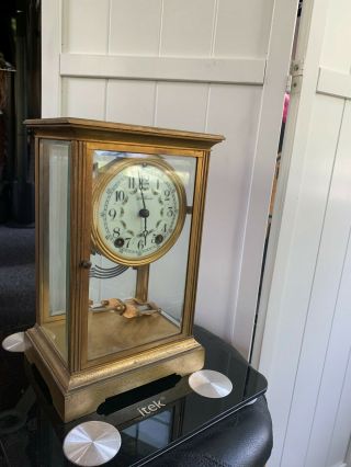 Antique Seth Thomas Crystal Regulator Glass Chime Mantle Clock